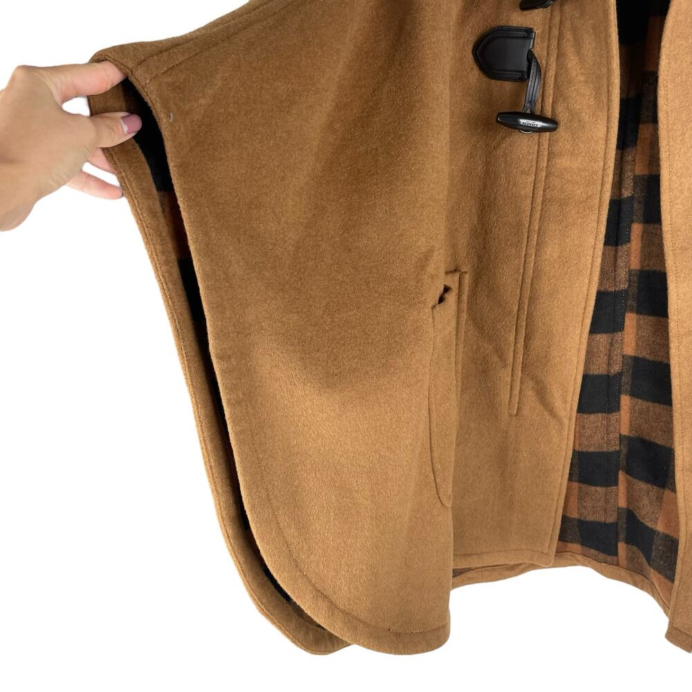 Coach Wool Blend Hooded Duffle Cape Coat Toggle Camel Brown Size M/L - Picture 13 of 14